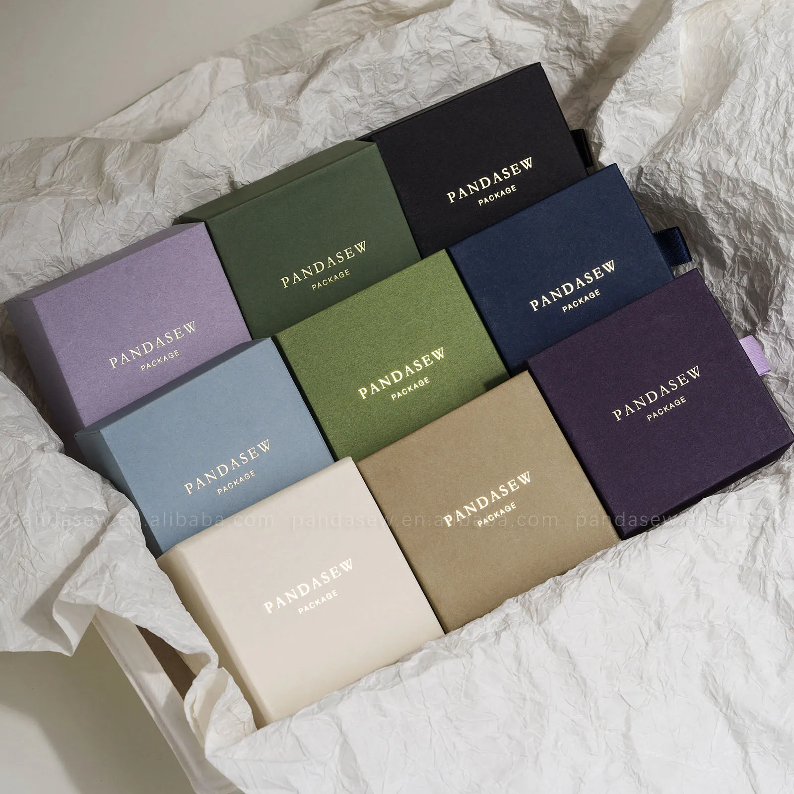 PandaSew Custom Logo Luxury Drawer jewellery Packaging Colorful Paper Gift Ring Earring Bracelet Necklace Jewelry Box