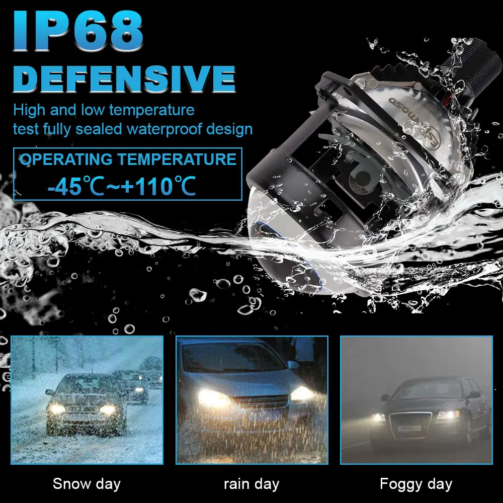 Super bright auto parts working lamp hi lo beam H4 H7 60w 2.5 inch K112 Bi LED Headlight Biled Projector Lens