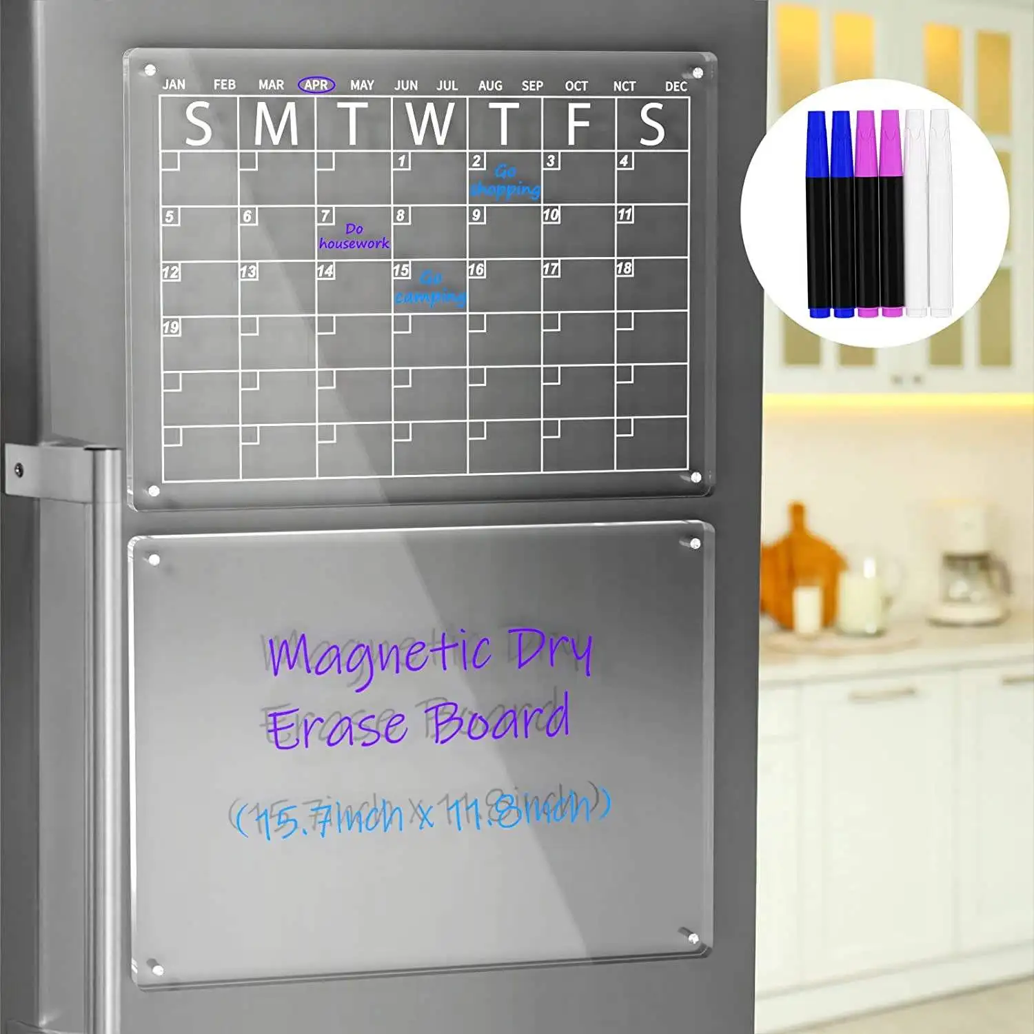 Custom Logo Wholesale Portable Weekly Calendar Planners Fridge Calendar Dry Erase Acrylic Board For Fridge