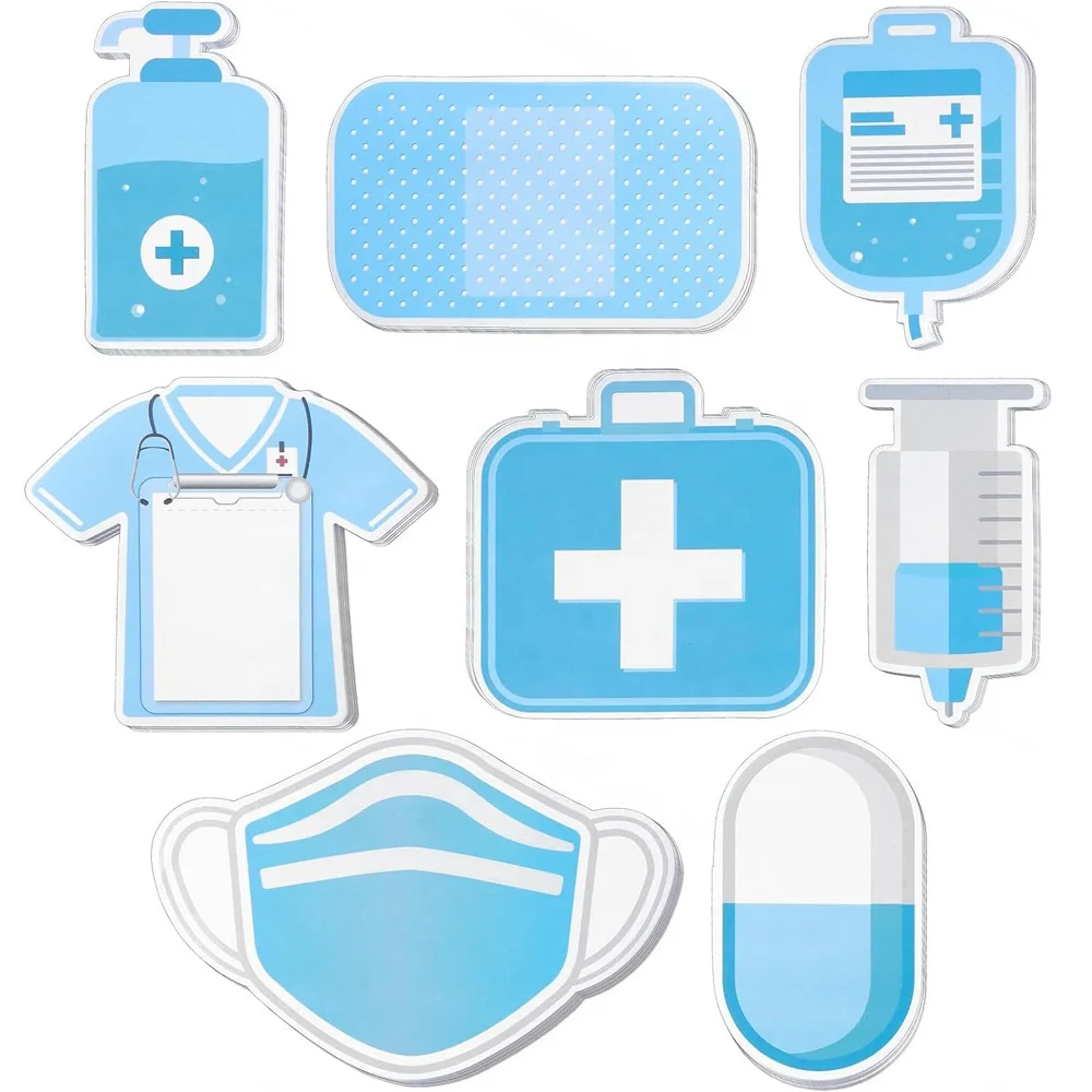 2024 New Arrival 8 Pack Mini Funny Nurse Sticky Note Sets Medical Themed Sticky Note Pads Self Stick Doctor and Nurse Memo Pads