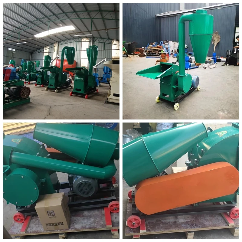 Grinder Corn Rice Husk Hammer Mill Pig Feed Crusher Machine With Cyclone For Sale