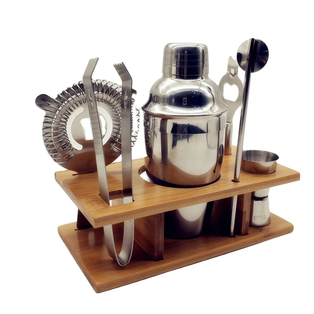 Metal Novelty luxury Whiskey Bar Set Tools Stainless Steel Boston Bar Cocktail Shaker Set