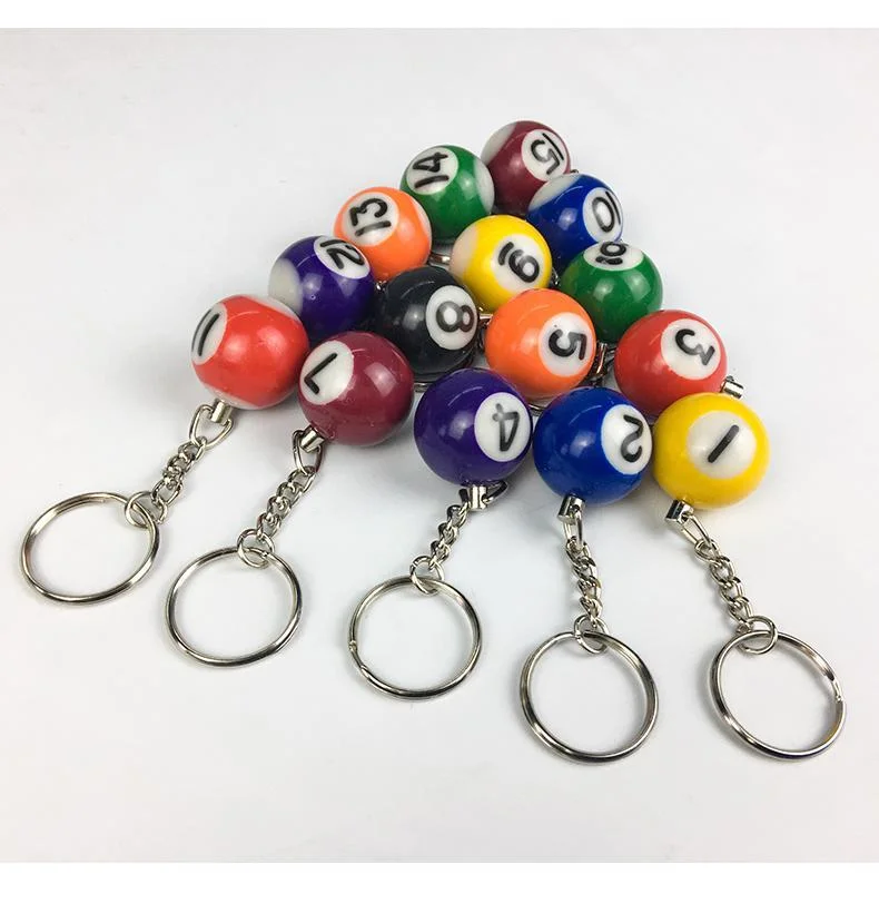 high quality Phenolic resin Billiard balls keychain 25mm Pool Ball in NO8/NO9/whiteball keyrings Billiard accessories