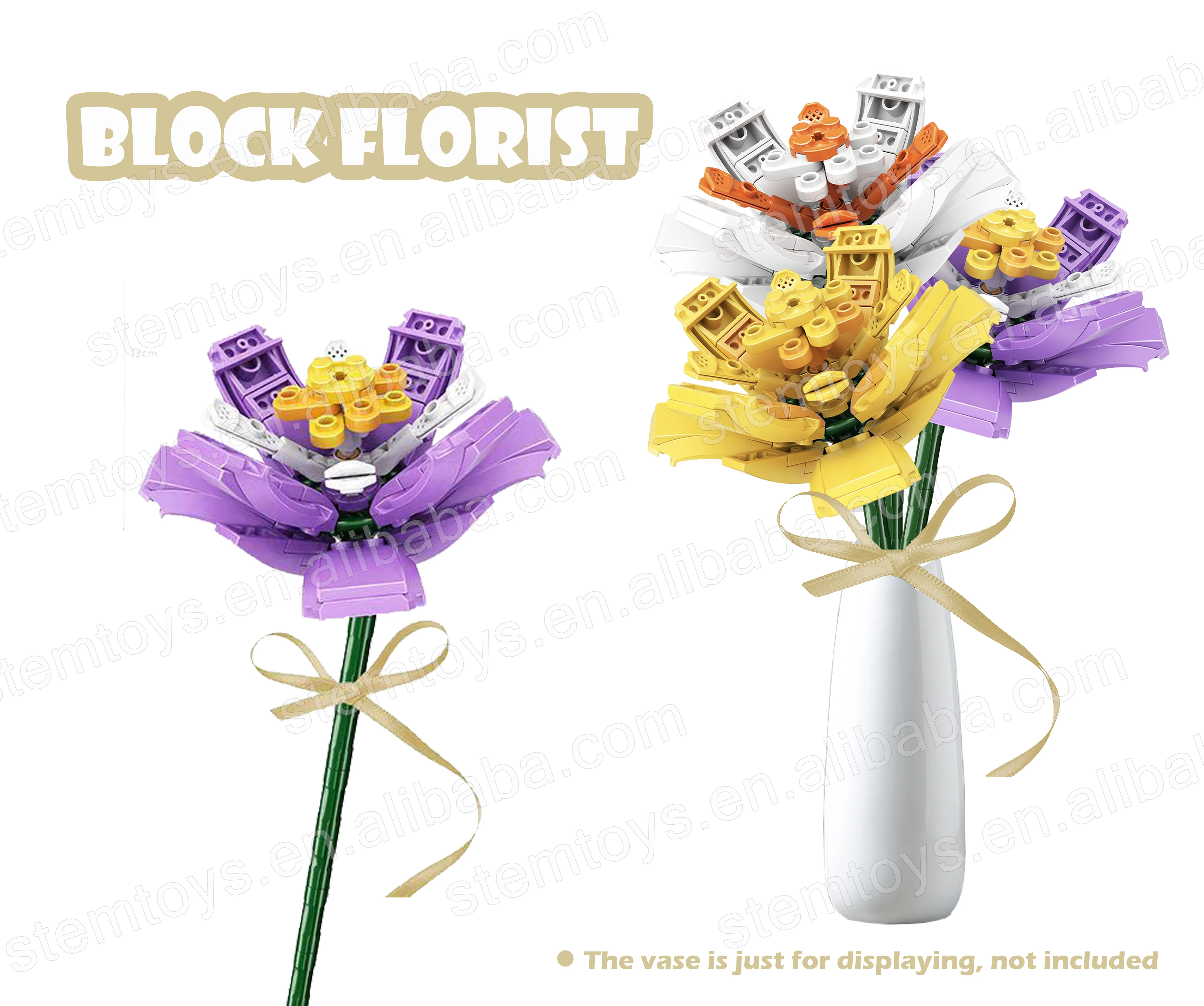 Sembo 601232 DIY Flower Bricks Saffron Educational Stem toys super grow future thinking Building Blocks Florist Gift for kid