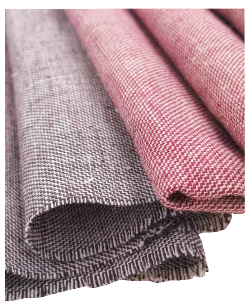 Free Sample 52%Linen   48%Cotton Twill Fabric Yarn Dyed Shirt Fabric Single Jersey Sports Fabric