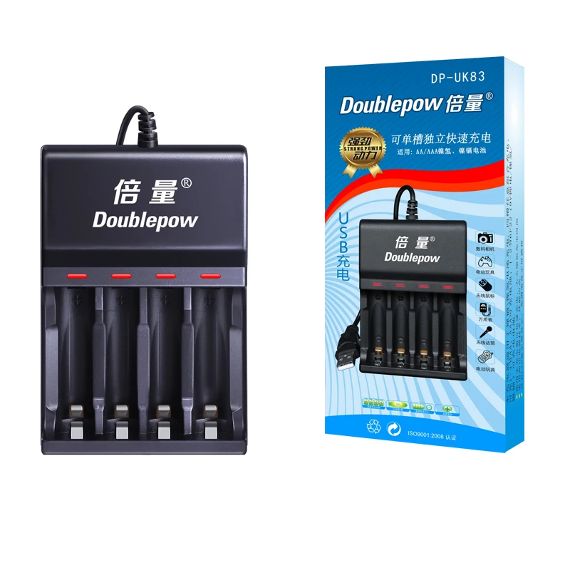 Doublepow UK83 4 slot USB Quick Battery Charger for 1.2V Size AA AAA NiMH NiCD Cell