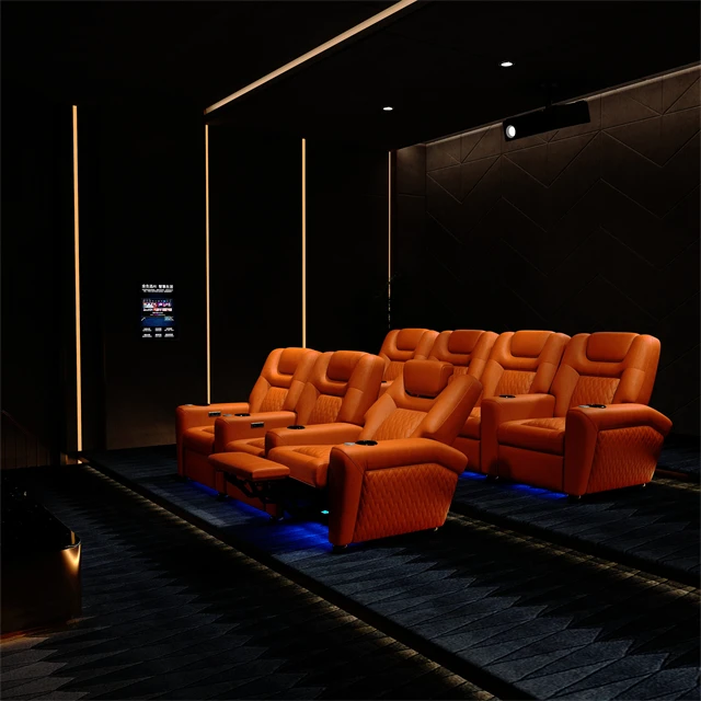 Powered Recliner Sofa Headrests Adjustable Leather Movie Vibration Massage Electric Cinema Lounge Chair