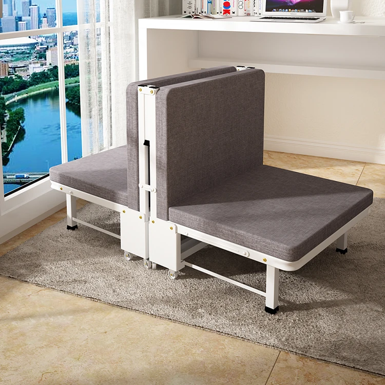 Folding bed with luxurious memory foam folding sofa bed  with wheels modern lazy metal folding bed