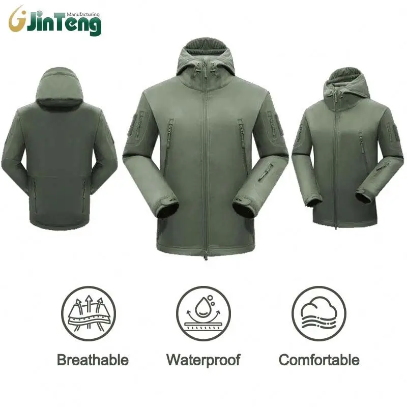 High Quality Custom Men Waterproof Soft Shell Camouflage Clothing Jackets Mens Tactic Jacket With Fixed Hood