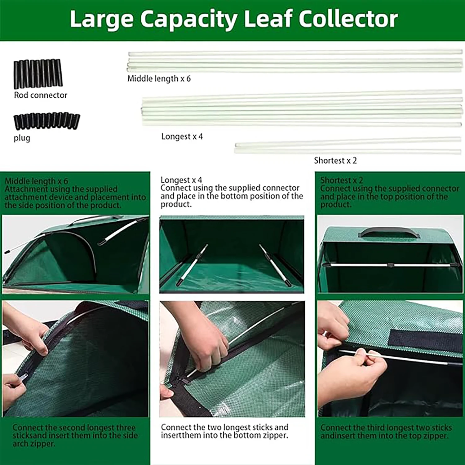Custom Yard Foldable Dustpan Reusable Leaf Bag Chute Pick Up Tools Collector Portable Pop Up Garden Leaves Bag For Lawn Trash
