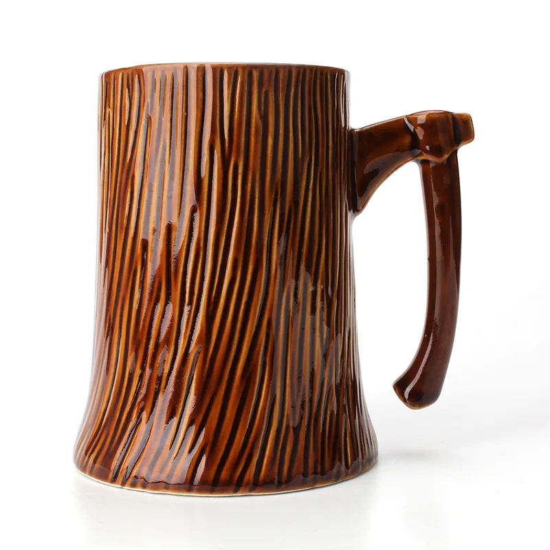 
Hot sale New tree stump axe ceramic cup creative office water cup large capacity 600ml gift cup in stock 