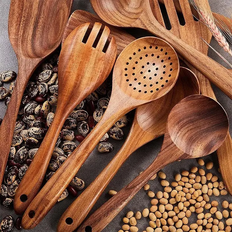 High quality natural acacia wood kitchen accessories Cookware wooden kitchen utensils cookware wooden tableware