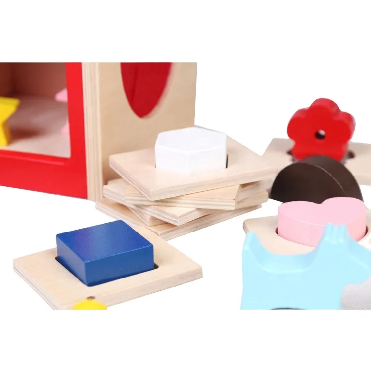 New Montessori Blind Box Geometric Wood Shape Sorter Toy Kids Toy Touch Guessing Wooden Toys For Babies
