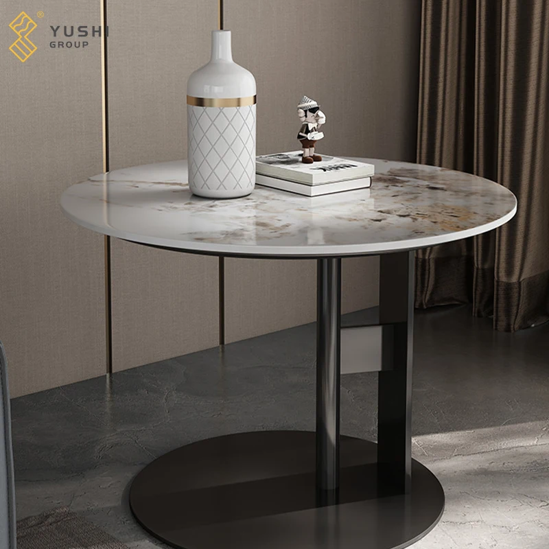 Yushi Group Metal two coffee table set with gold stainless steel frame marble top modern living room center table furniture