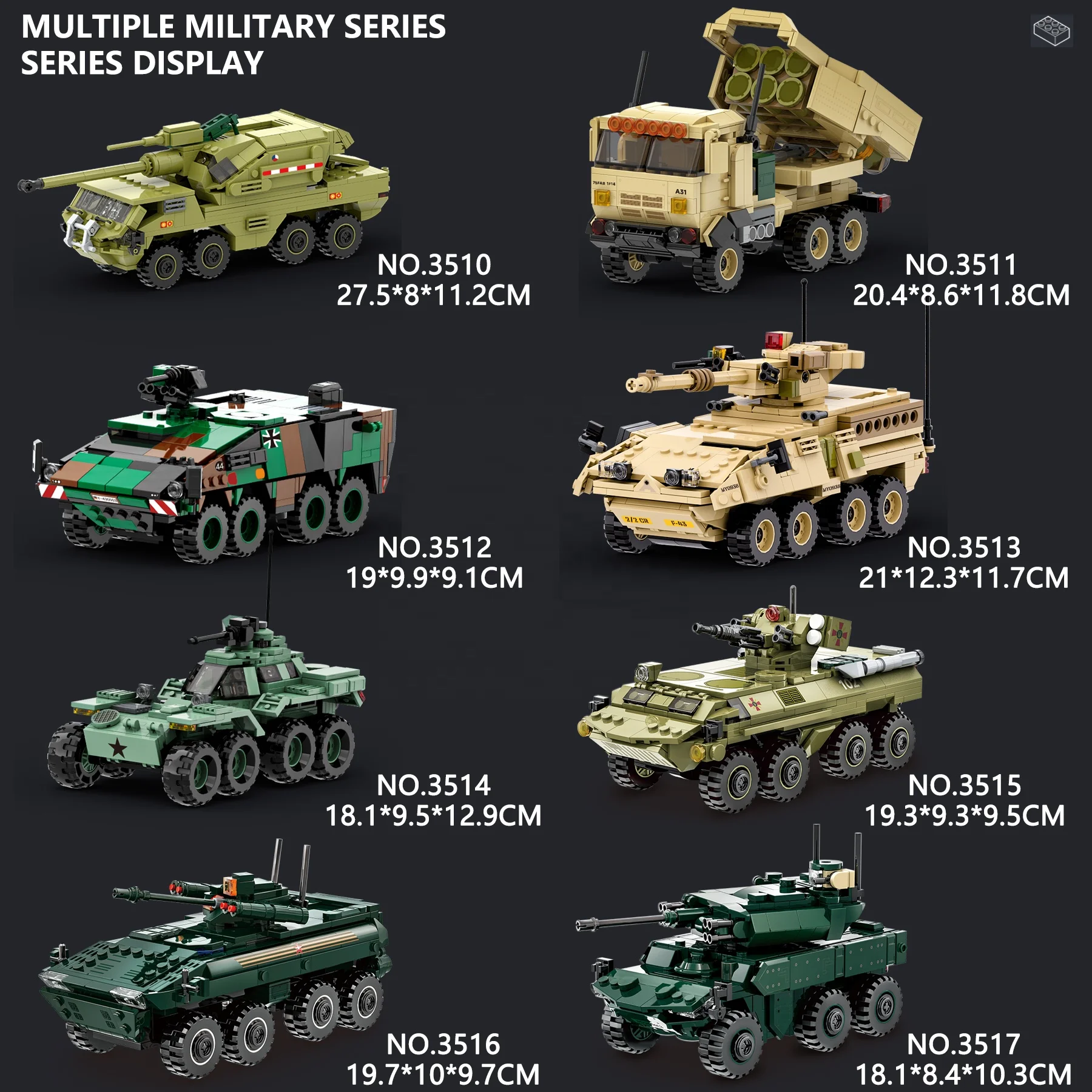 3510-3517 военная пехотная колесница Ракетница бронированный танк модель сборка конструктор набор игрушек украшения для мальчиков