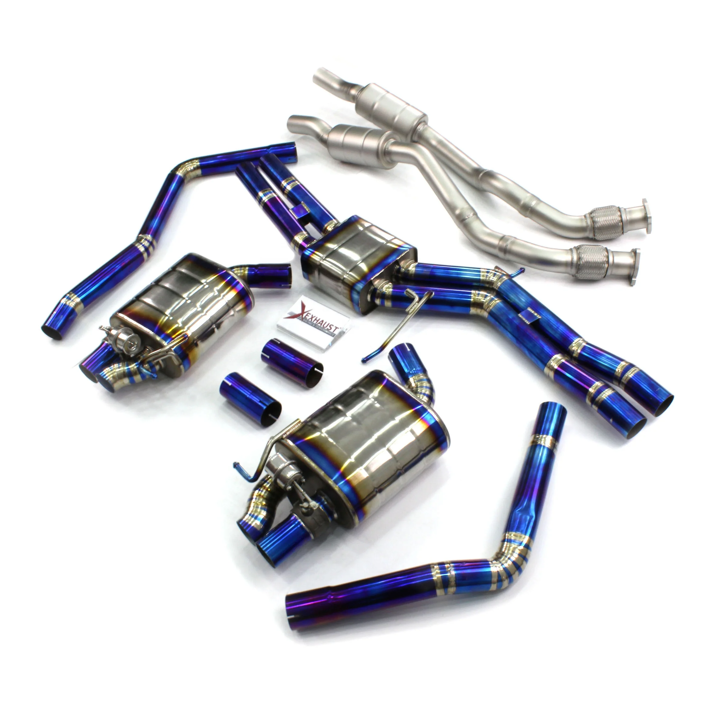Для Audi S6 S7 RS6 C7 RS7 Titanium catback выхлопные трубы теплозащитный резонатор для передней глушитель клапана выхлопной