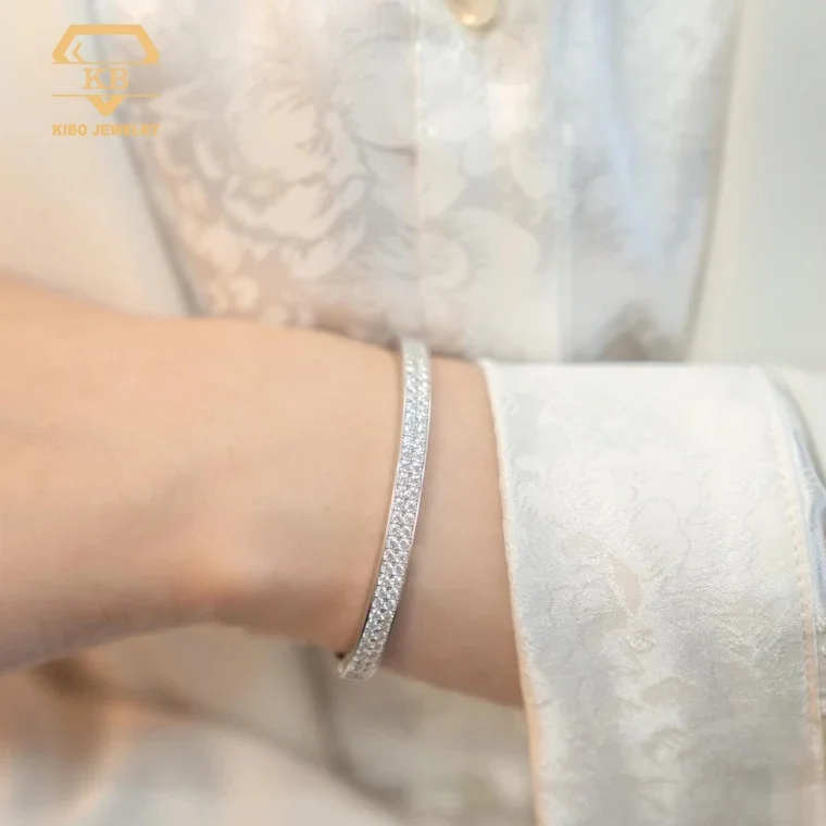 Fine Jewelry Silver 925 Bangle VVS Moissanite Lab Diamond Bracelet Bangle Moissanite Bracelets & Bangles