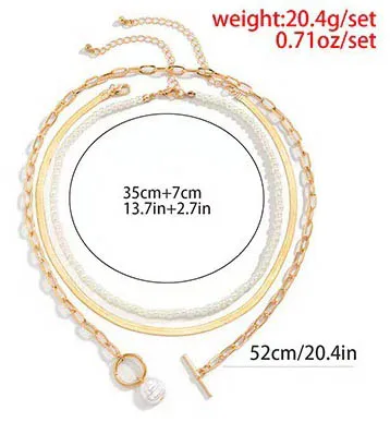 Go Party Temperament 3Pcs/Set Pearl Collar Necklace Hip Hop Punk Snake Bone Chain OT Buckle Necklaces For Women Girls