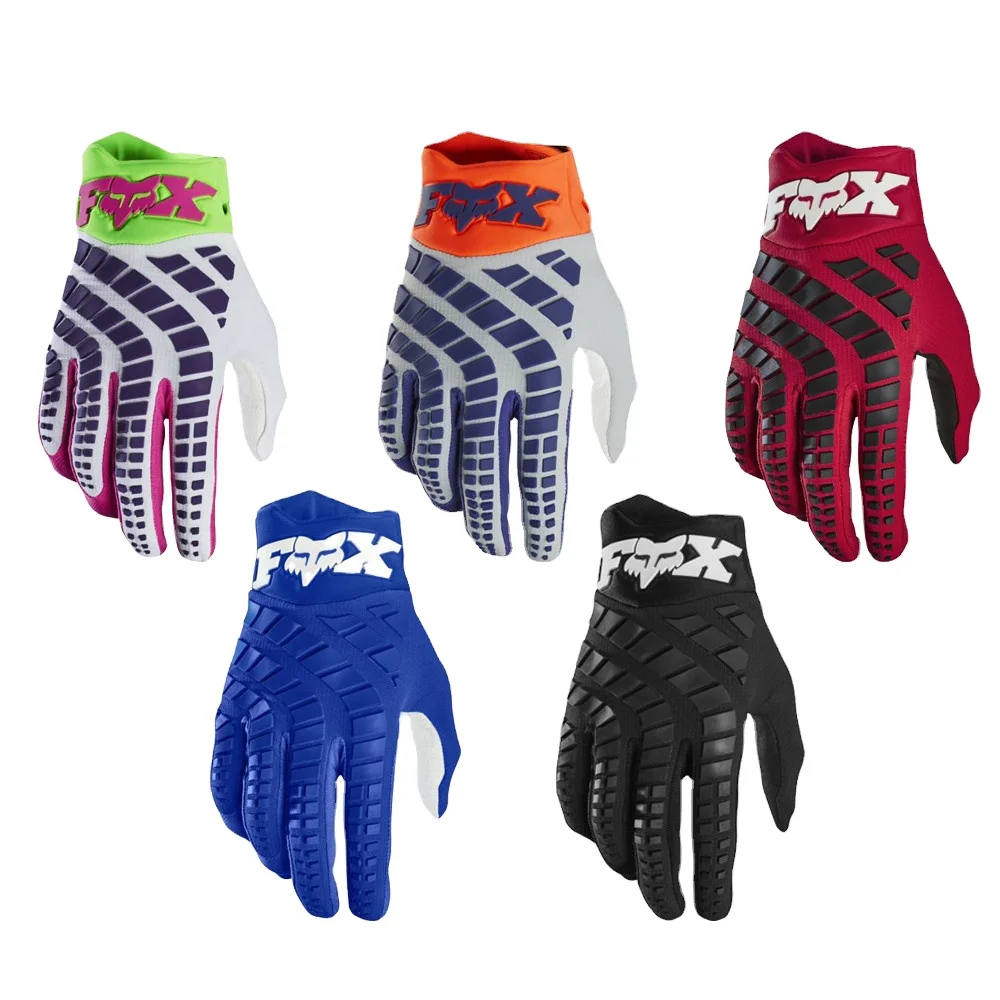 Cheap Motorcycle Gloves Leather Touch Screen Breathable Bike Racing Gloves Full Finger FOX Motocross MTB Gloves