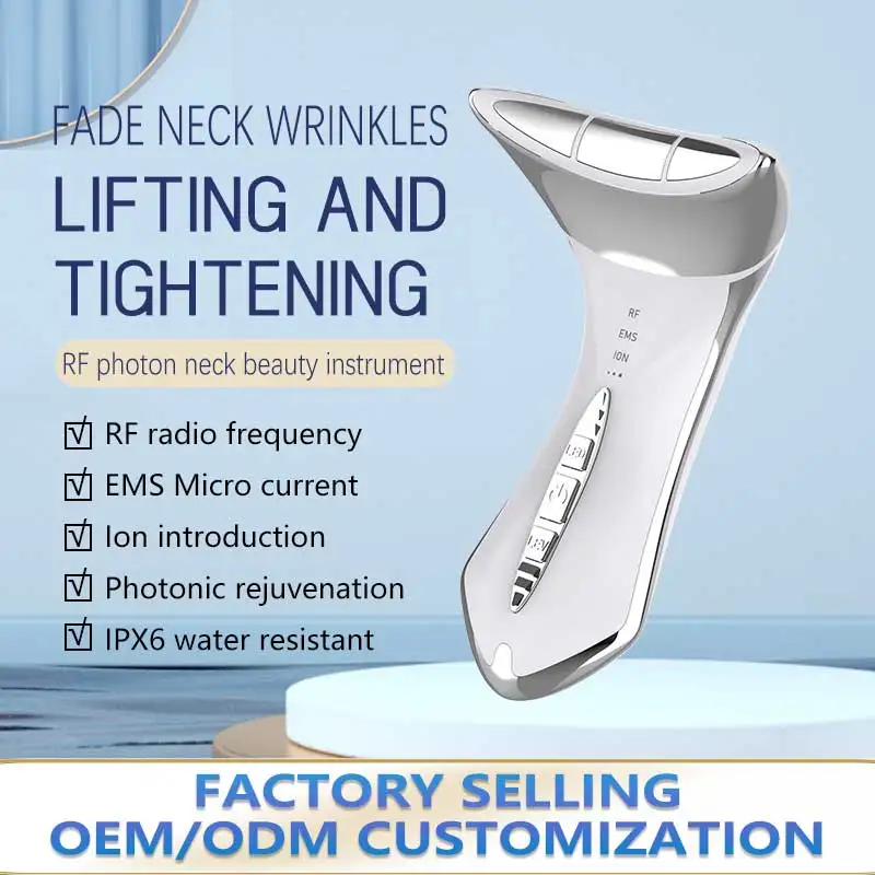 Hot Products Ems Vibration Neck Lift Device Skin Beauty Tools Instrument Facial RF Machine Face Massager