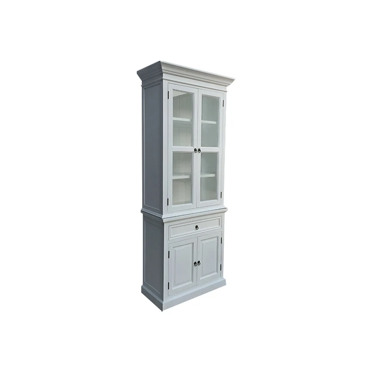 
Display Cabinet Showcase Solid Poplar OEM White Living Room Luxury Modern Display Cabinet 