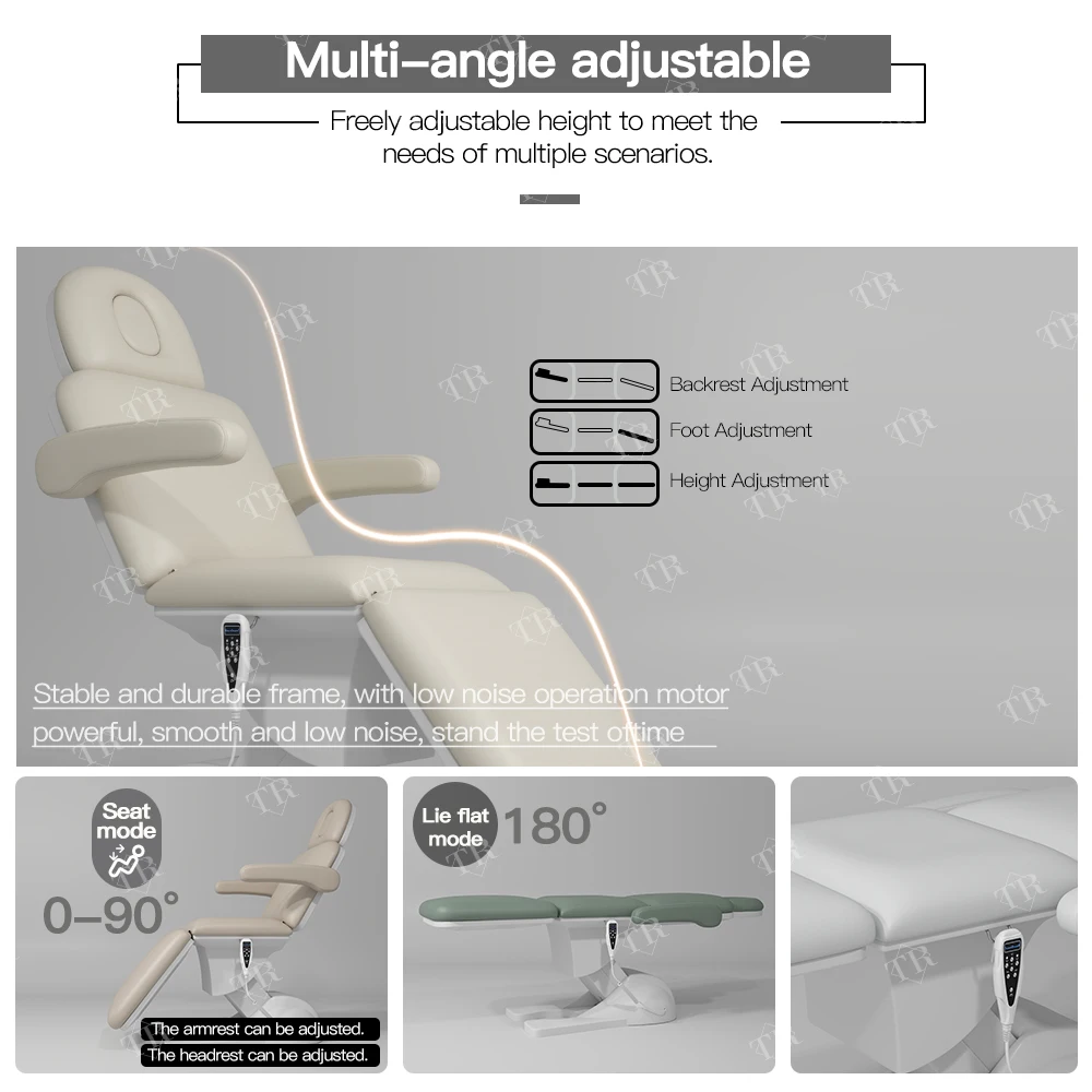 Turri Reclining Chair For Beauty Salon Cosmetic Electric Massage Bed Lifting Adjustable 3 Motors Salon Equipment Furniture