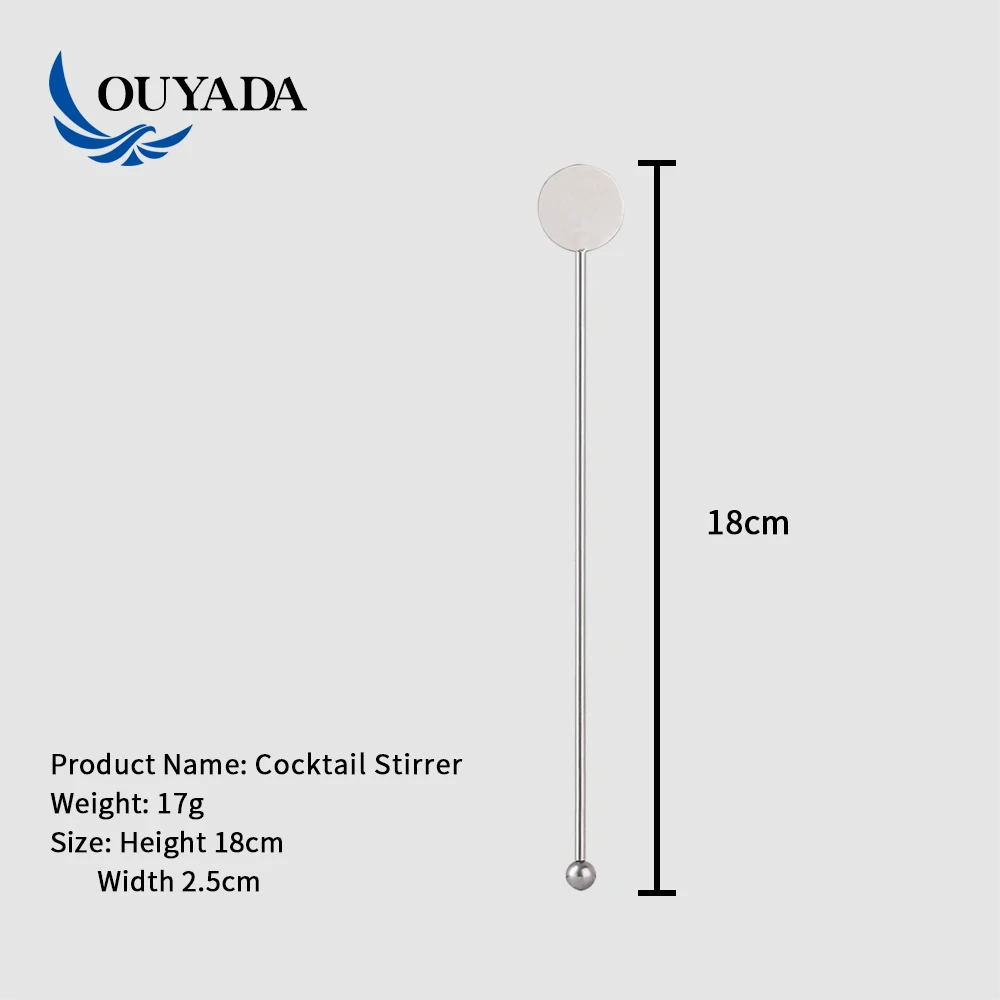 Factory Direct Customable Logo Metal Silver Stainless Steel Reusable Bar Tools Swizzle Mixing Barware Drink Cocktail Stirrer
