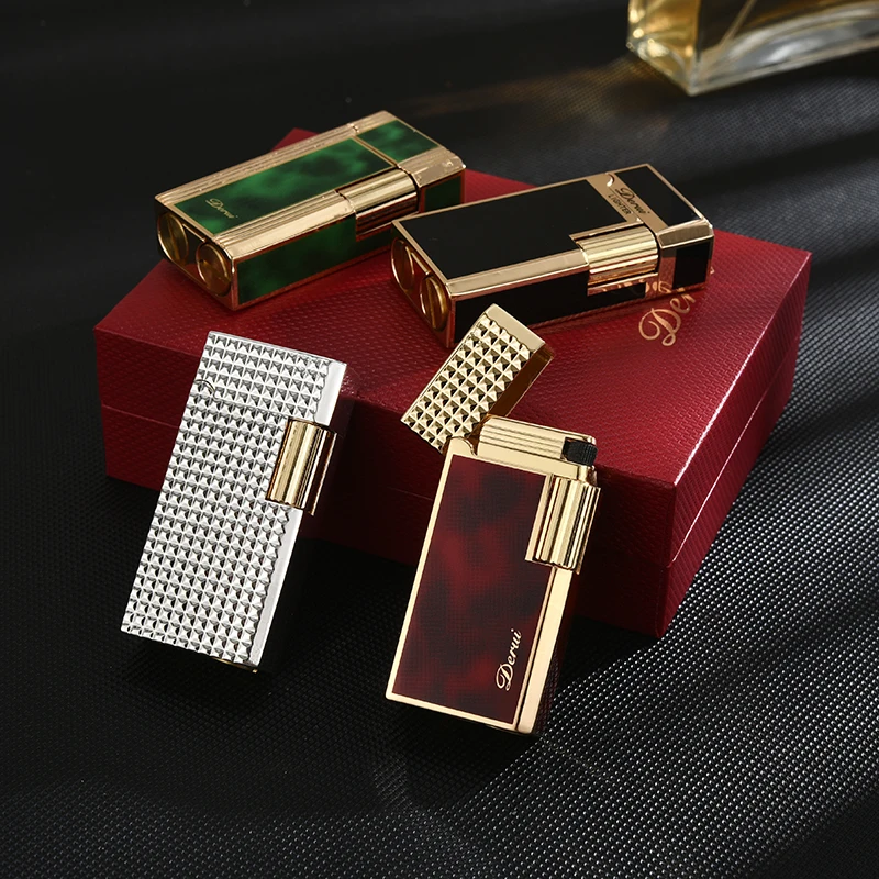 High Quality Luxury Metal Side Pulley Windproof Cigarette Lighters With Hidden Cigar Knife