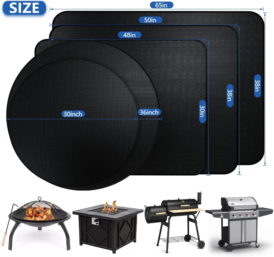 Double Sided Fireproof Grill Pad Indoor Fireplace Mat Waterproof Oil Proof BBQ  Mat Grill Smoker Deck Protective Fire Pit Pad