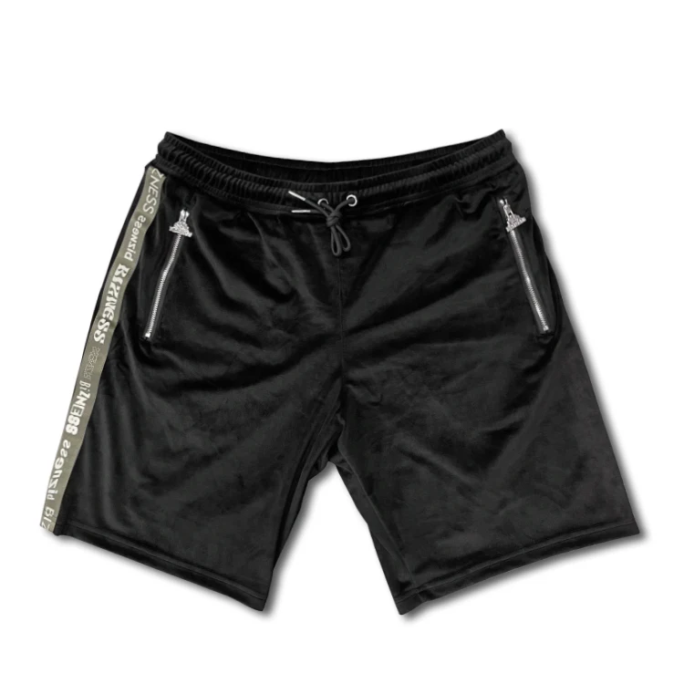 Custom Embroidery Logo Design Shorts Velour Suede Men Tracksuit