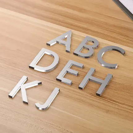 Figure Letters Acrylic Mirror Surface Wall Sticker 3D Silver Gold Paint Festival Party Decoration Diy Art Wall Stickers