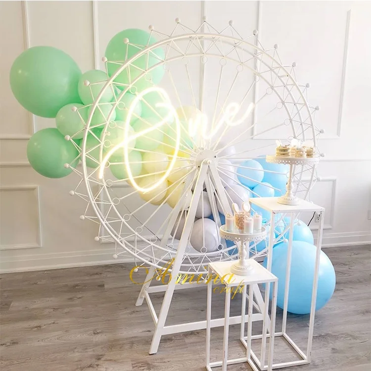 Amina Craft Wedding Decoration Metal White Ferris wheel For Event