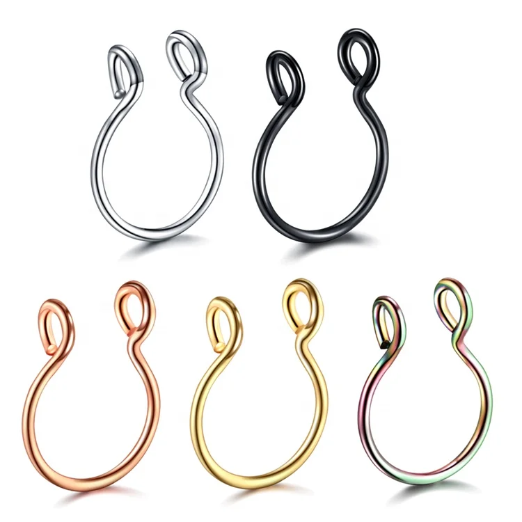 Bulk StainlessSteel Nose Ring Hoop Septum Rings C Clip Lip Ring Earring for Women Piercing Body Jewelry Non-Pierced
