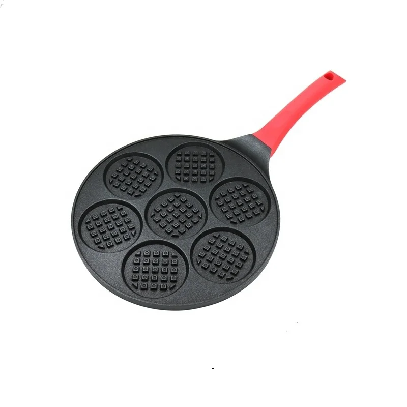7-Smiley-Face 26 см круглая сковорода для жарки блинов, газовая плита, алюминиевая сковорода для жарки яиц с силиконовой ручкой
