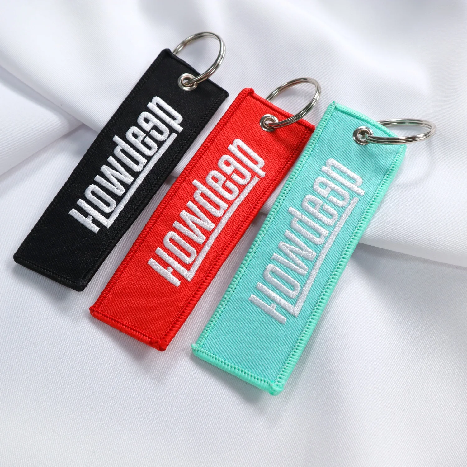 Wholesale Custom Double Sided Embroidery Keychains Flight Jet Tag/Car Brand/Motorcycle Key Chain With Promotional Gift
