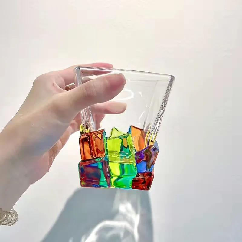 Hand-Painted Premium Purple Crystal Ice Cube Glass | Limited Edition Whiskey, Wine & Creative Luxury Glass Cup
