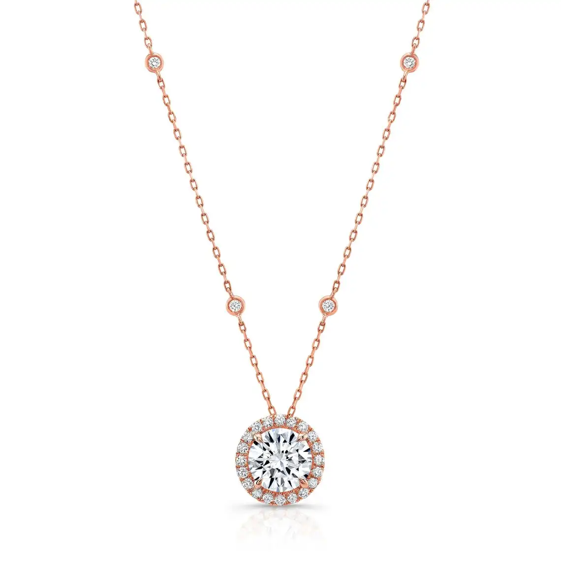 10k Gold jewelry 1.06ct women Halo Pendant Moissanite