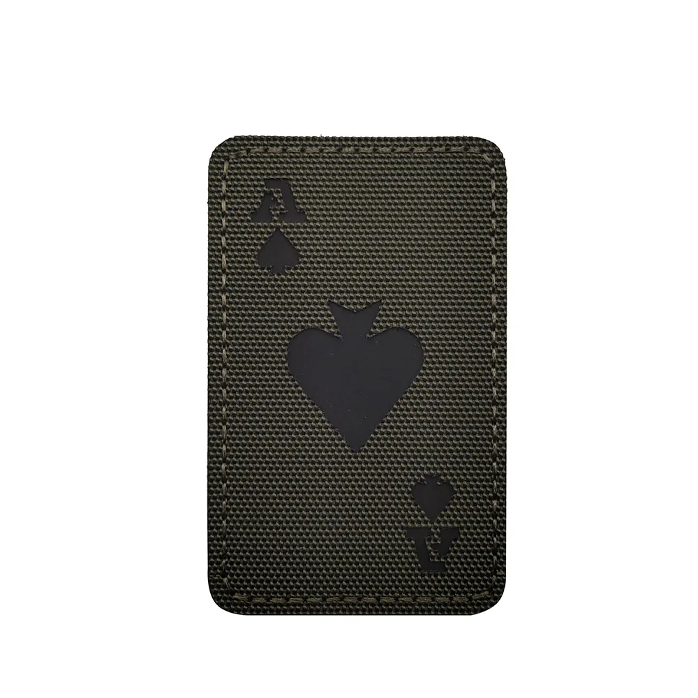 Luminous Playing Cards Spades Ace Tactical Morale Patch with Hook Loop Fastener on The Back