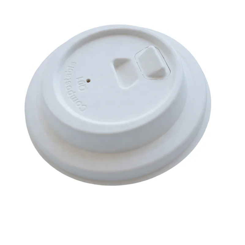 Green Olive in stock sale 100% Biodegradable Bagasse Pulp Paper Lids White 90mm for 12oz 16OZ 20OZ Cups for Coffee and Beverage
