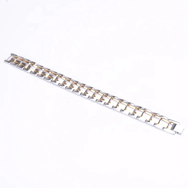 Fashion Gold Silver Plated Stainless Steel Magnetic Stone Health Germanium Bracelet Pain Relief Bio Magnetic Bracelets