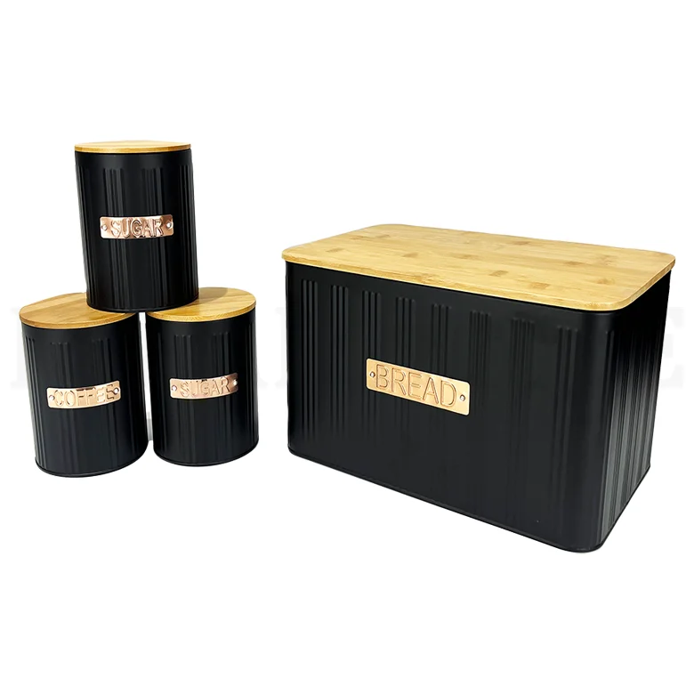 Coffee Tea Sugar Container Set Kitchen Countertop Bread Box with Matching Kitchen Canisters Set of 3