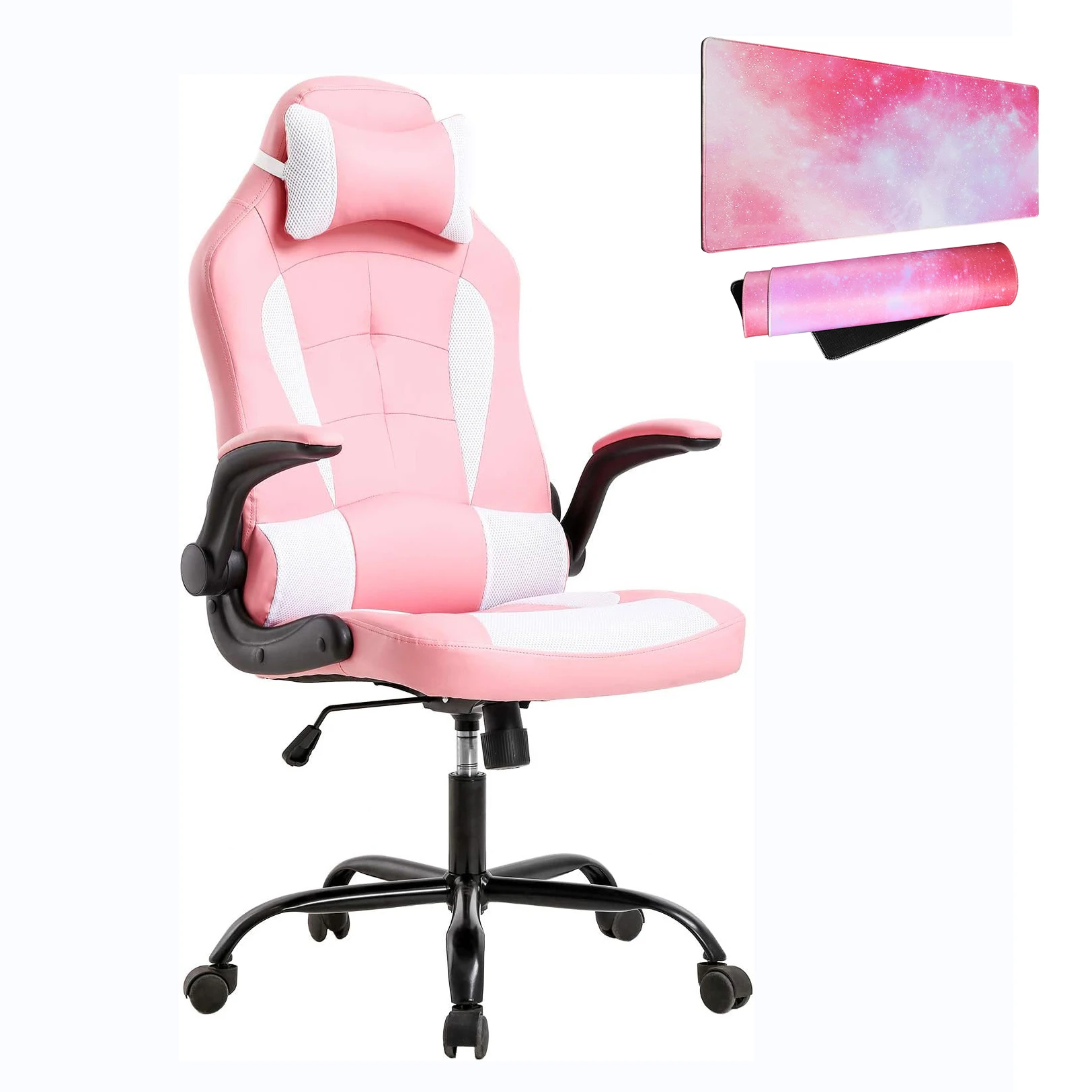High-level Seating Comfort ERGONOMIC OFFICE CHAIR Pink PC Gaming Chair with Free Gaming Mouse Pad for Computers