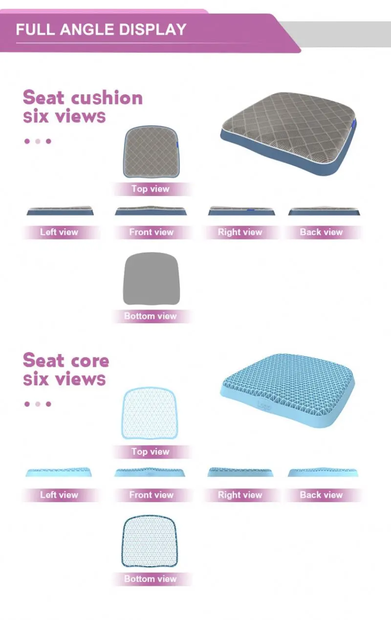 Office Tpe Gel Seat Cushion  Double Thick Cooling Seat Cushion Outdoor Seat Cushion