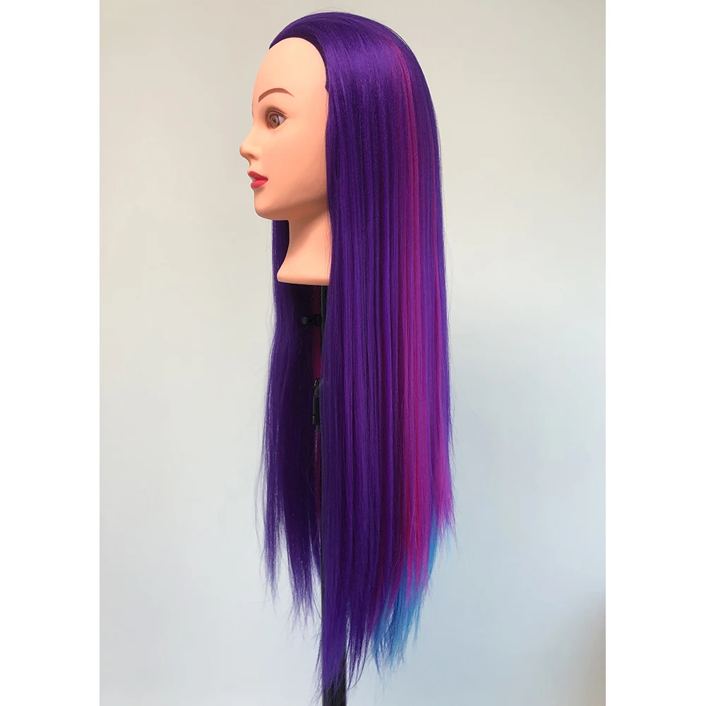 26 inch Silky Straight Training Maniquin Head With yaki  Synthetic hair Doll Head Rainbow Training Mannequin Head