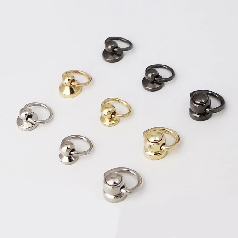 O ring with screw studs Ball  Rivet with O ring Screwback Round Mobile Phone Holder Cases Chains for Purse Bag Anchor