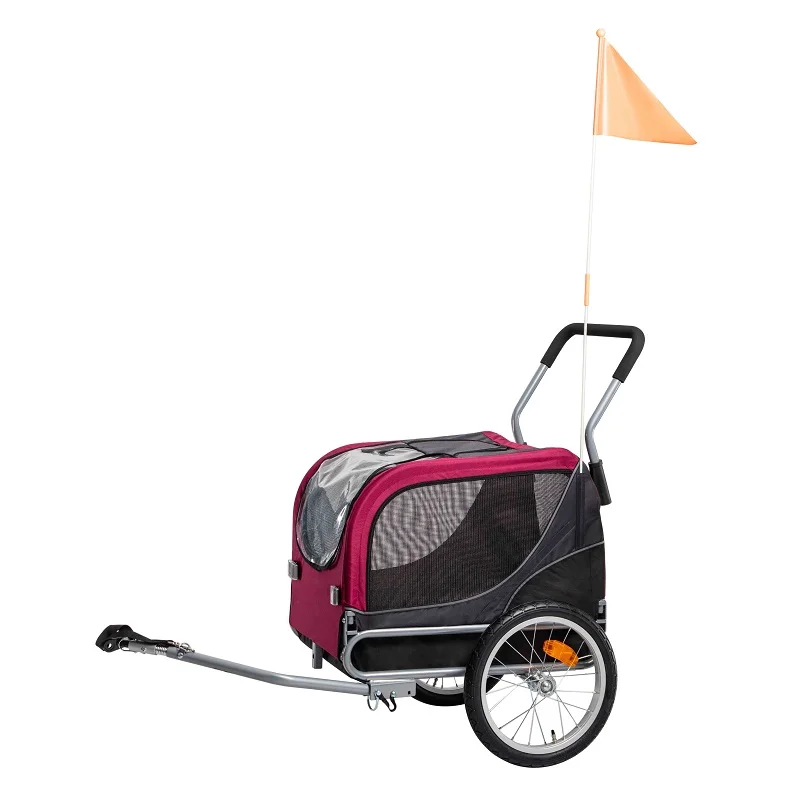 Chinese factory sell pet stroller bike trailer with handle bar, pet bicycle trailer for middle dog