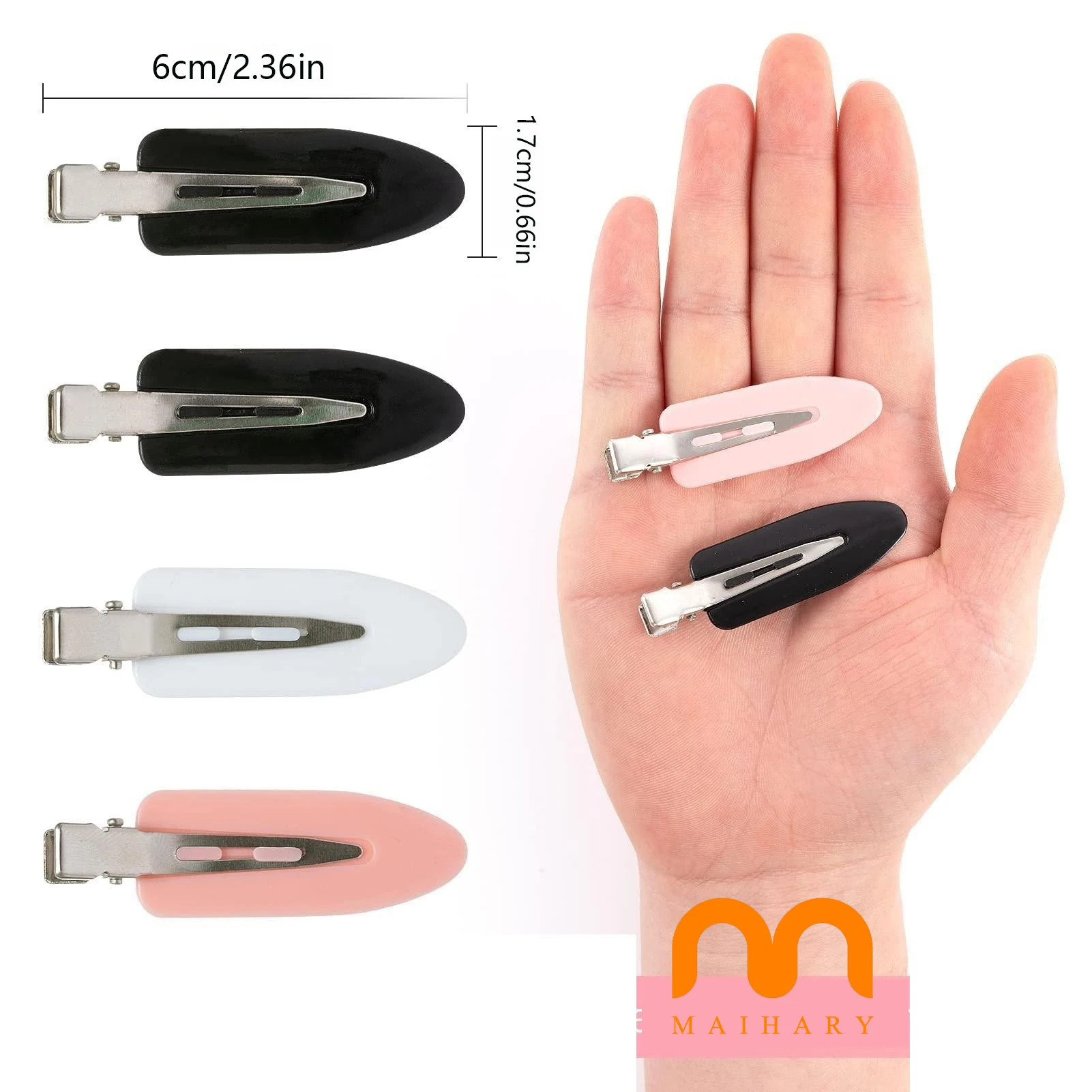 6cm solid color Seamless No Bend Hair Clips Barrettes makeup no crease salon Duckbill clip for women