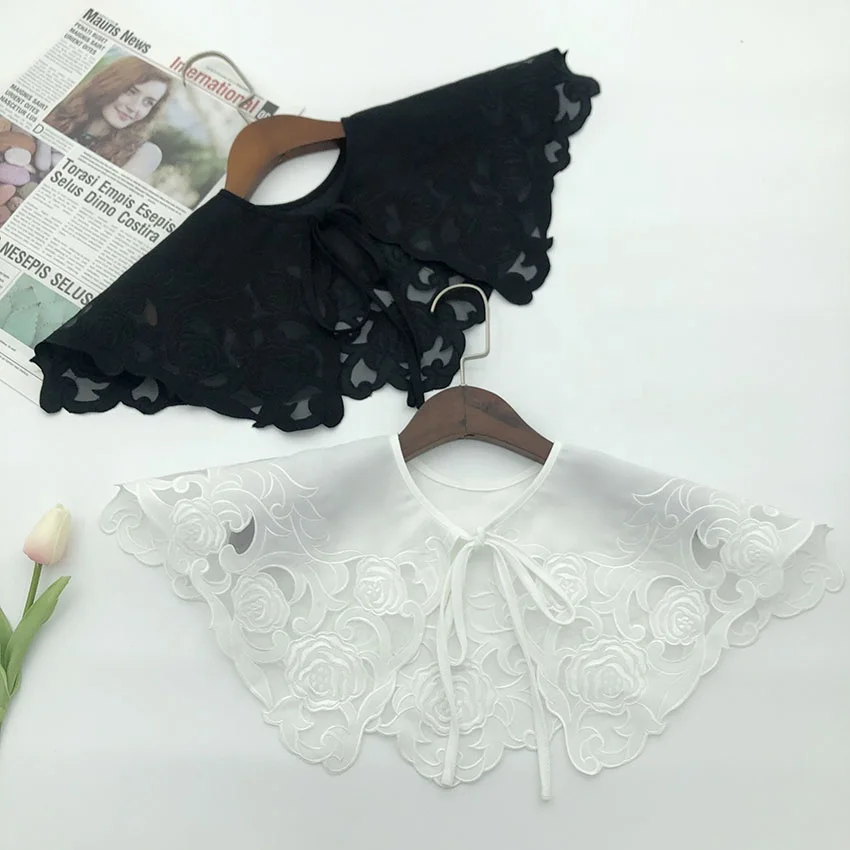 Factory Direct Spot Supply Of Water-soluble Lace Wisps Of Flowers Around Detachable Polyester Collar