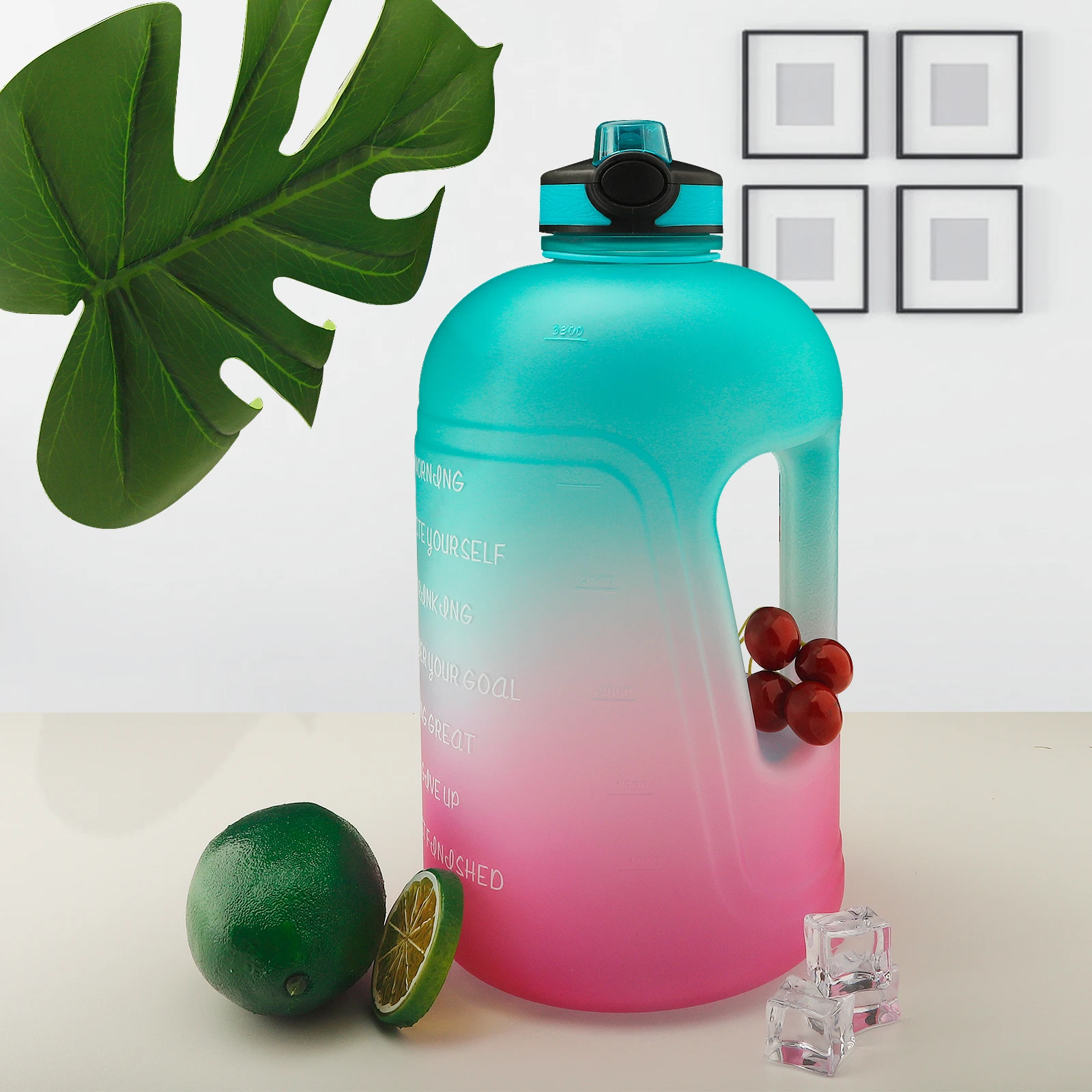 Motivational Water Bottle BPA Free with straw  1 Gallon  Plastic Sports With time marker Travel gym camo 4 liter water  bottle