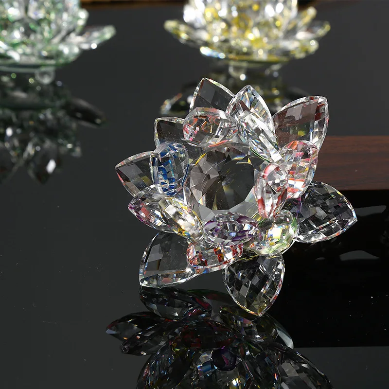 Home decoration wedding gift 20/30/50/60/100mm colorful crystal lotus flower ornament